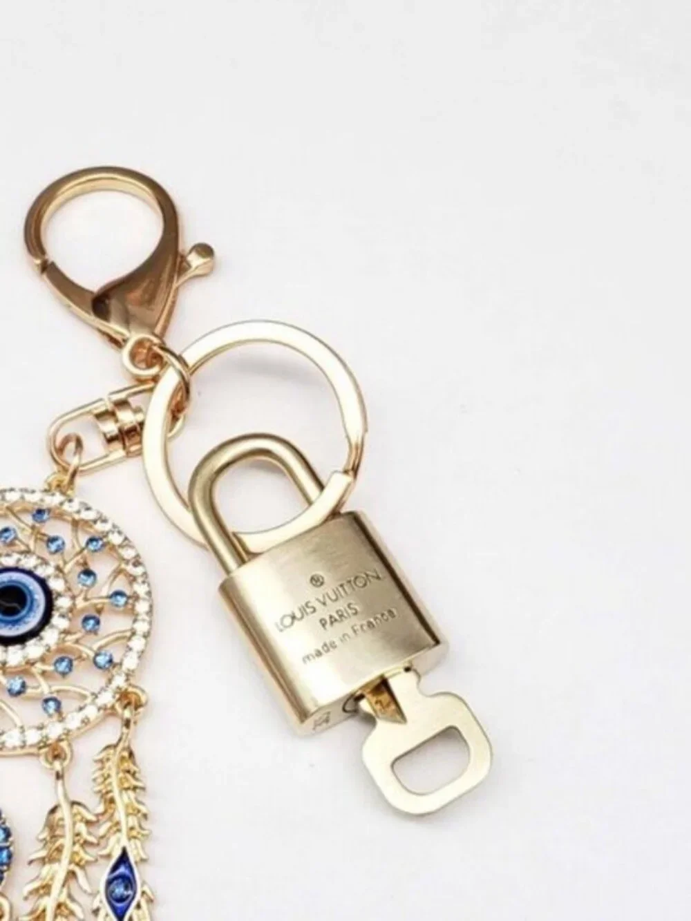 Authentic LV Gold Padlock & Key Set ✨ Luxury Bag Charm w/ Unbranded Keychain